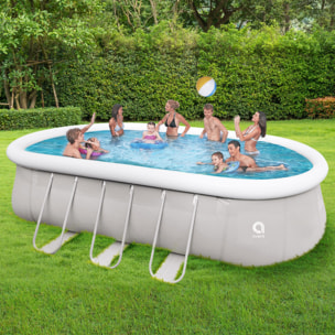 Piscina Fuoriterra Ovale con Struttura in Acciaio Chinook Grey Avenli Cm 610x360x122 Pompa Filtro, Scala e Teli Inclusi