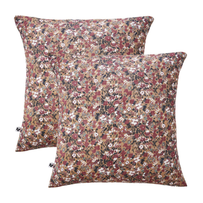 Lot de 2 taies d'oreiller 60x60 cm en gaze de coton - CAPUCINE