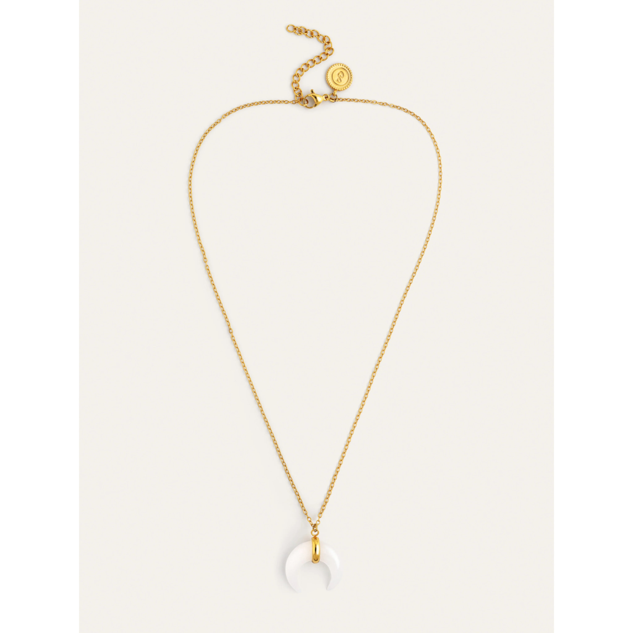 Collana Mini Moon Bianco Acciao Placcato Oro