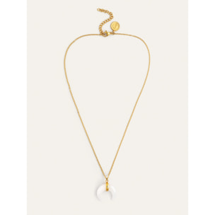 Collana Mini Moon Bianco Acciao Placcato Oro