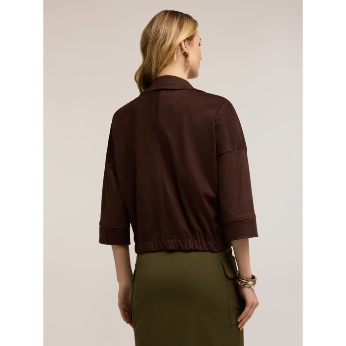 Motivi - Giubbotto corto over con tasche - Marrone