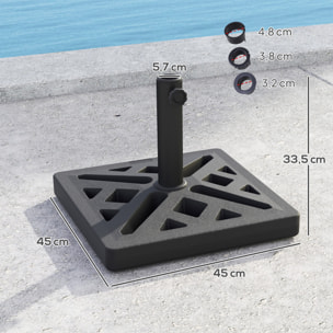 Pied de parasol carré design graphique ajouré dim. 45 x 45 x 33,5 cm poids net 15 Kg HDPE noir