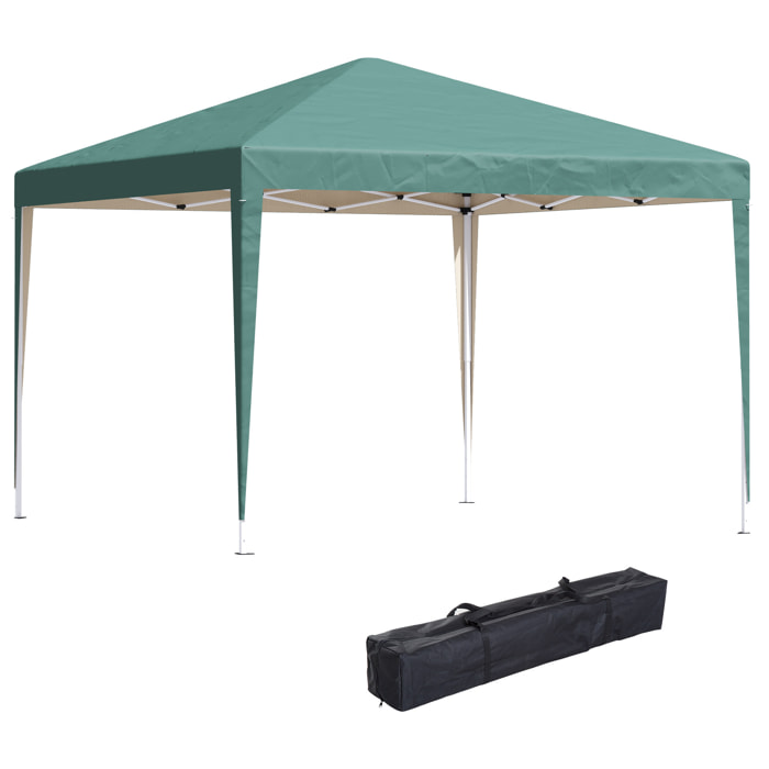 Carpa Plegable 3x3 m Cenador de Jardín Gazebo con Bolsa de Transporte Altura Ajustable en 3 Niveles Anti-UV e Impermeable para Terraza Patio Playa Verde