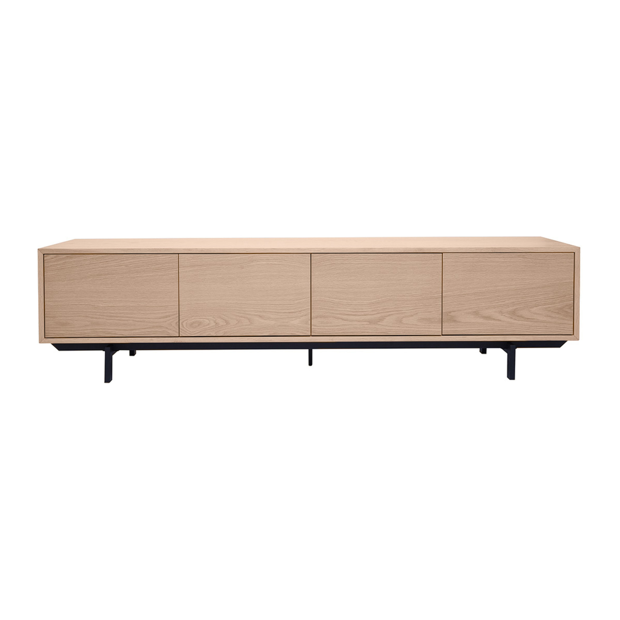 Meuble TV finition bois chêne et métal noir L200 cm MANNY