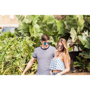 Gafas de sol OCEAN LONG BEACH - Nueva / De pc con montura dorada mate y lente plana revo rosa real
