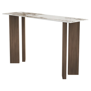 Console avec plateau en céramique style pandora "Elma" - 140 cm - Marron