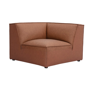 Module d'angle central pour canapé en cuir marron SPLIT