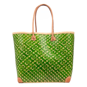 Arda bolso de hombro mujer. Fabricado en paja con asas de cuero.