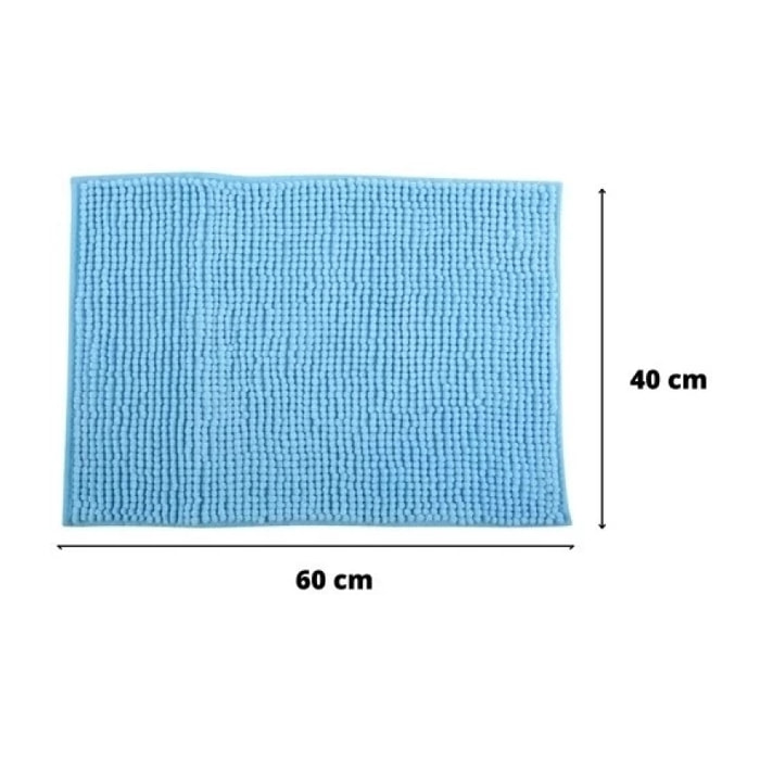 Lot de 2 tapis de bain CHENILLE 40x60 Bleu Clair