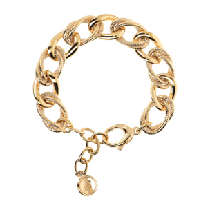 Bracciale Golden Catena Grumetta Scanalata e Doppia Maglia Ovale