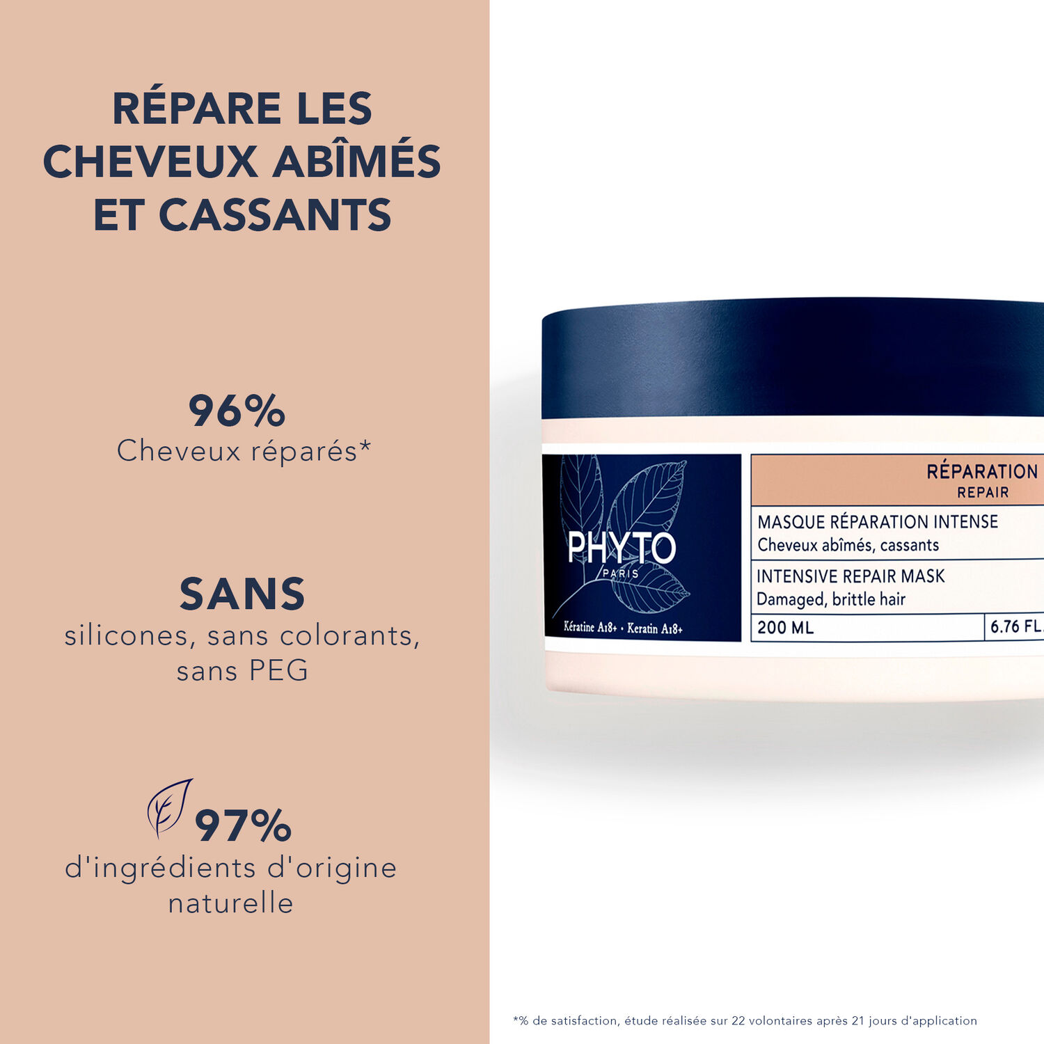 Réparation - Masque Réparation Intense Cheveux Abîmés, Cassants 200 ml