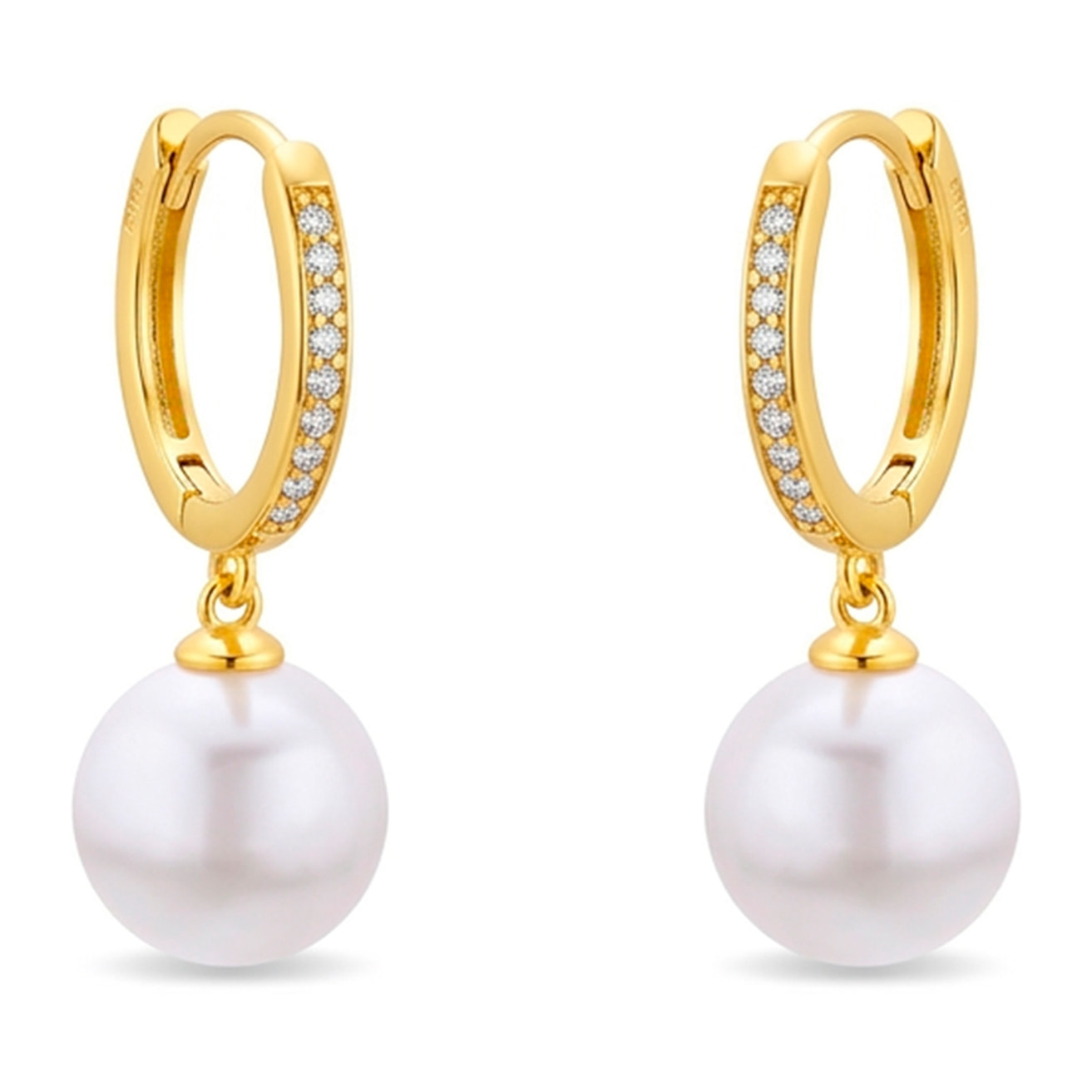 Pendientes de Circonita Brillante acabado en oro amarillo de 18k