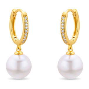 Pendientes de Circonita Brillante acabado en oro amarillo de 18k