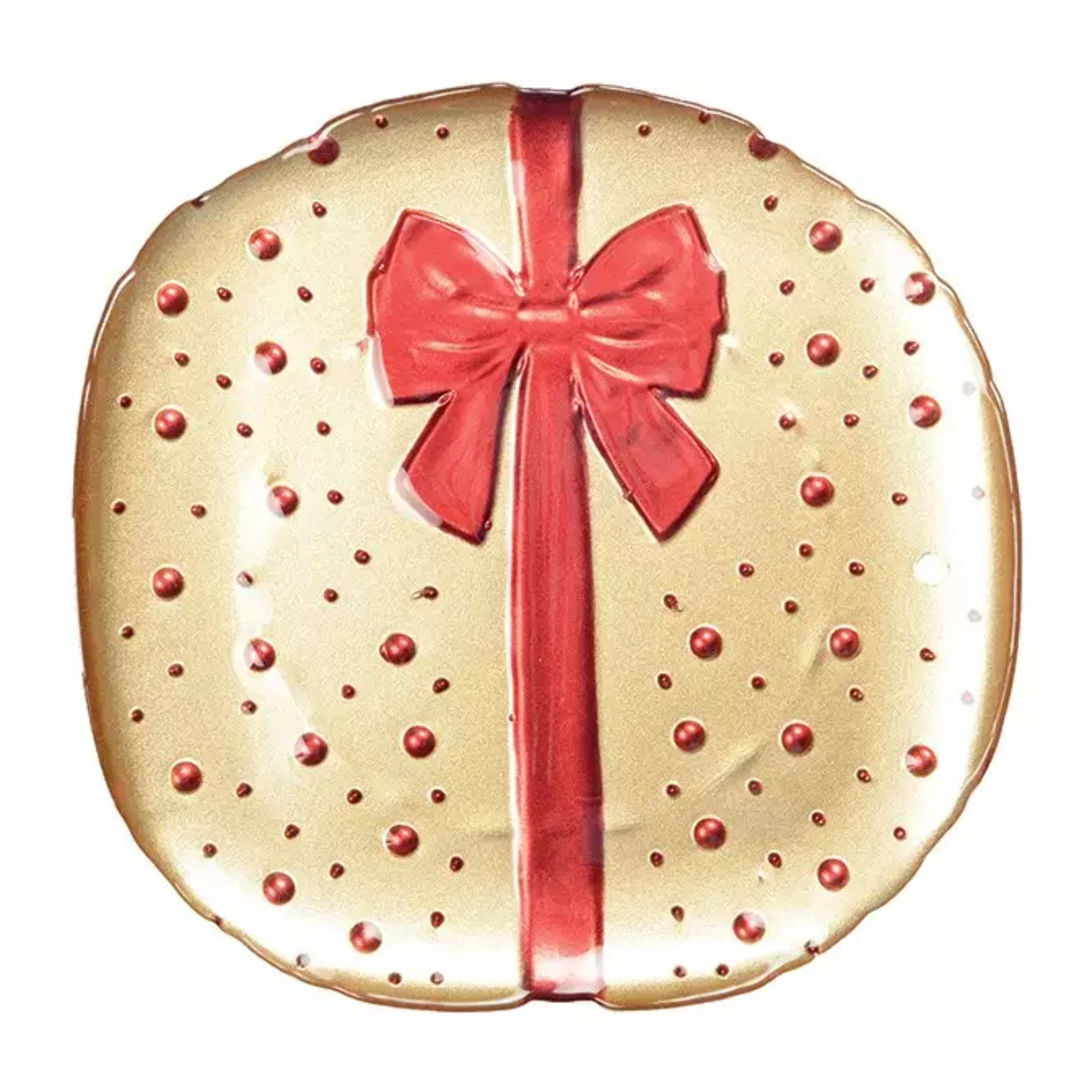 Lot de 6 Assiette plate dorée avec n?ud papillon rouge 21x21x2cm