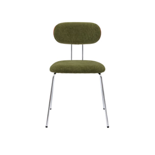 2 chaises décor bois courbé teinté noyer et tissu déperlant kaki. pieds métal chromé - L 45 x P 55 x H 80cm - Erin