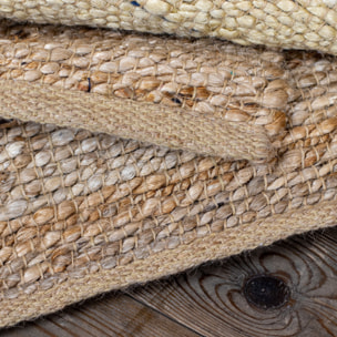 Tapis en jute et coton bleu 60x80cm DIDIM