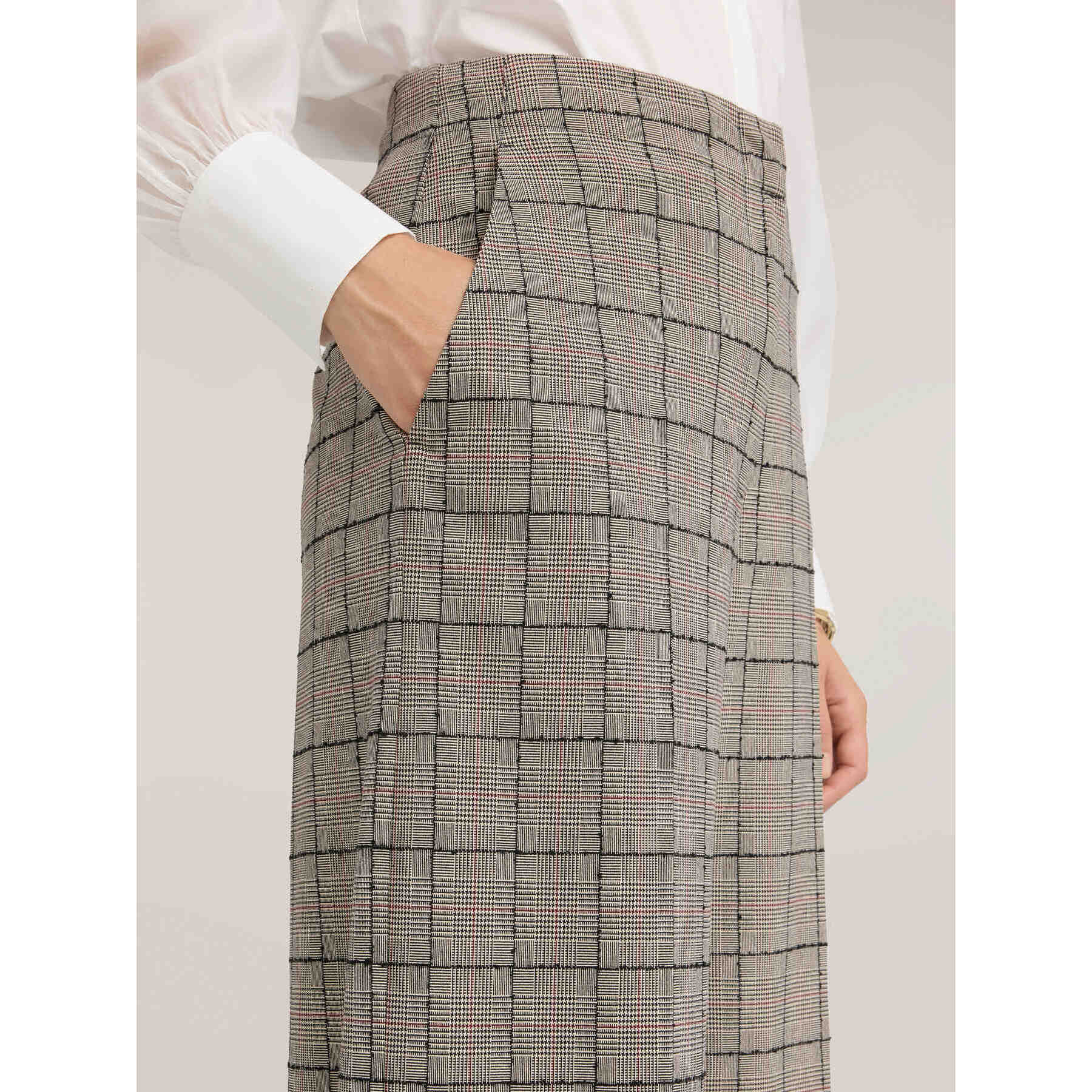 Motivi - Pantaloni palazzo fantasia Principe di Galles - Grigio