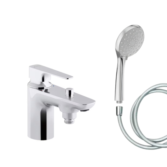 Mitigeur baignoire Aleo+ + pommeau de douche Awaken + flexible de douche lisse