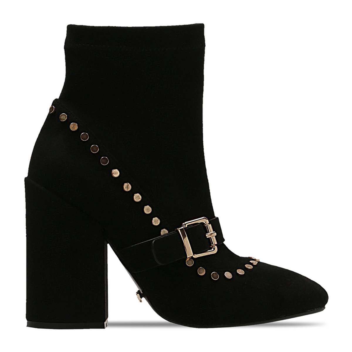 Botines negros con hebilla maxi, tacón de 10,5 cm