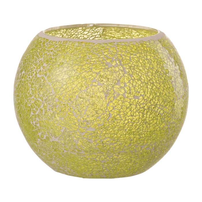 J-Line bougeoir Mozaiek Rond - verre - jaune - large
