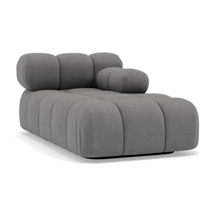Ruby - module d'assise méridienne droite en velours texturé - Gris