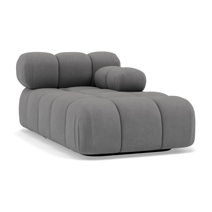 Ruby - module d'assise méridienne droite en velours texturé - Gris