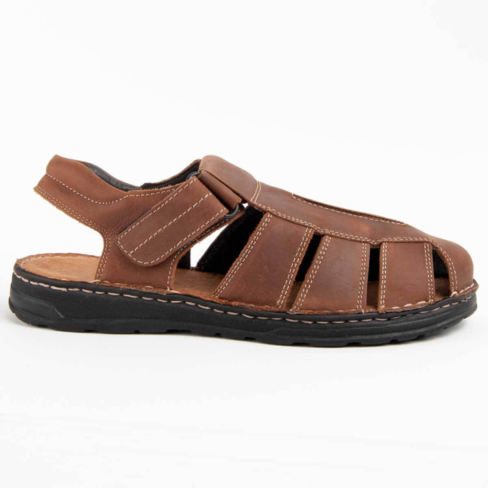 Sandalia De Piel - Marron