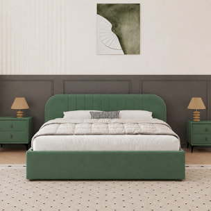 Lit avec coffre de rangement 160x200cm en velours vert MASON