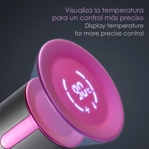 Asciugacapelli ionico da 1500W, 3 velocità, fino a 90°C. Include beccuccio concentratore magnetico.