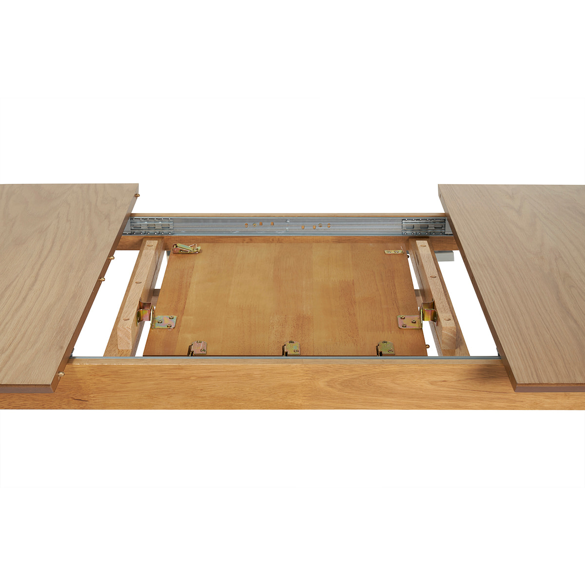 Table extensible rallonges intégrées rectangulaire en bois clair chêne L180-220 cm EGO