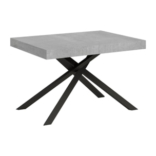 Table extensible 120X80/204cm Karida Gris Béton cadre Anthracite