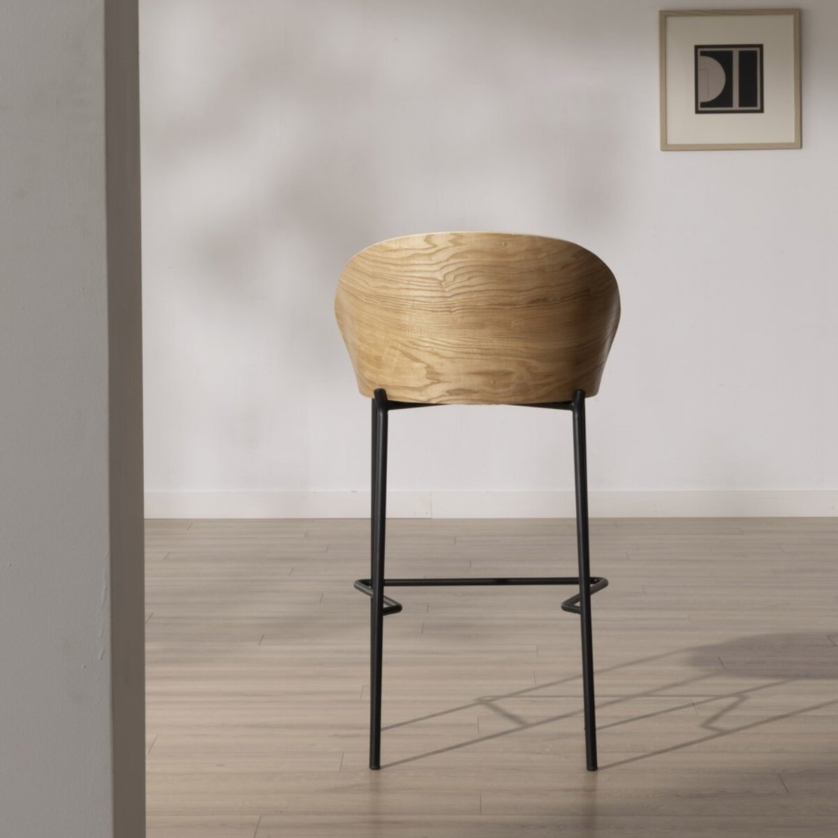 Tabouret de bar Giza -tissu et bois-couleur beige 51 x 95 x 53 cm