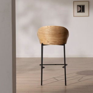 Tabouret de bar Giza -tissu et bois-couleur beige 51 x 95 x 53 cm
