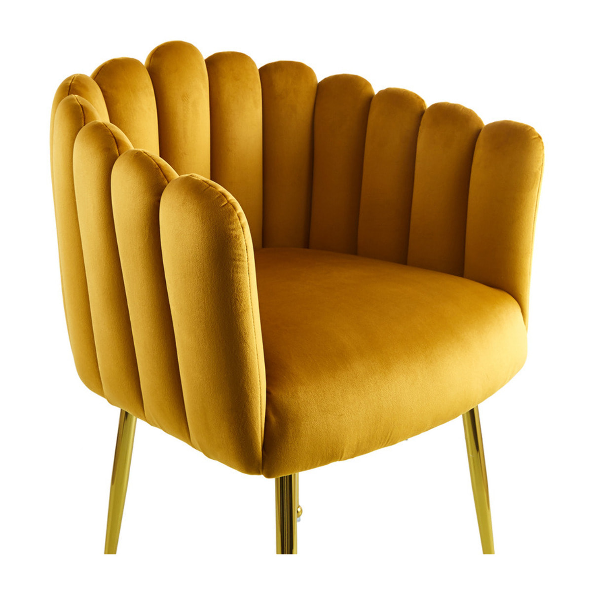 Sedia di design Muna in velluto arancione e gambe dorate