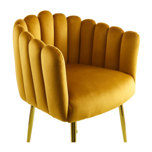 Sedia di design Muna in velluto arancione e gambe dorate