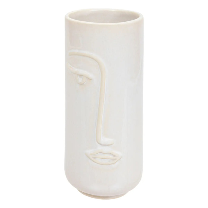 Vase visage "Soleya" céramique H25cm blanc