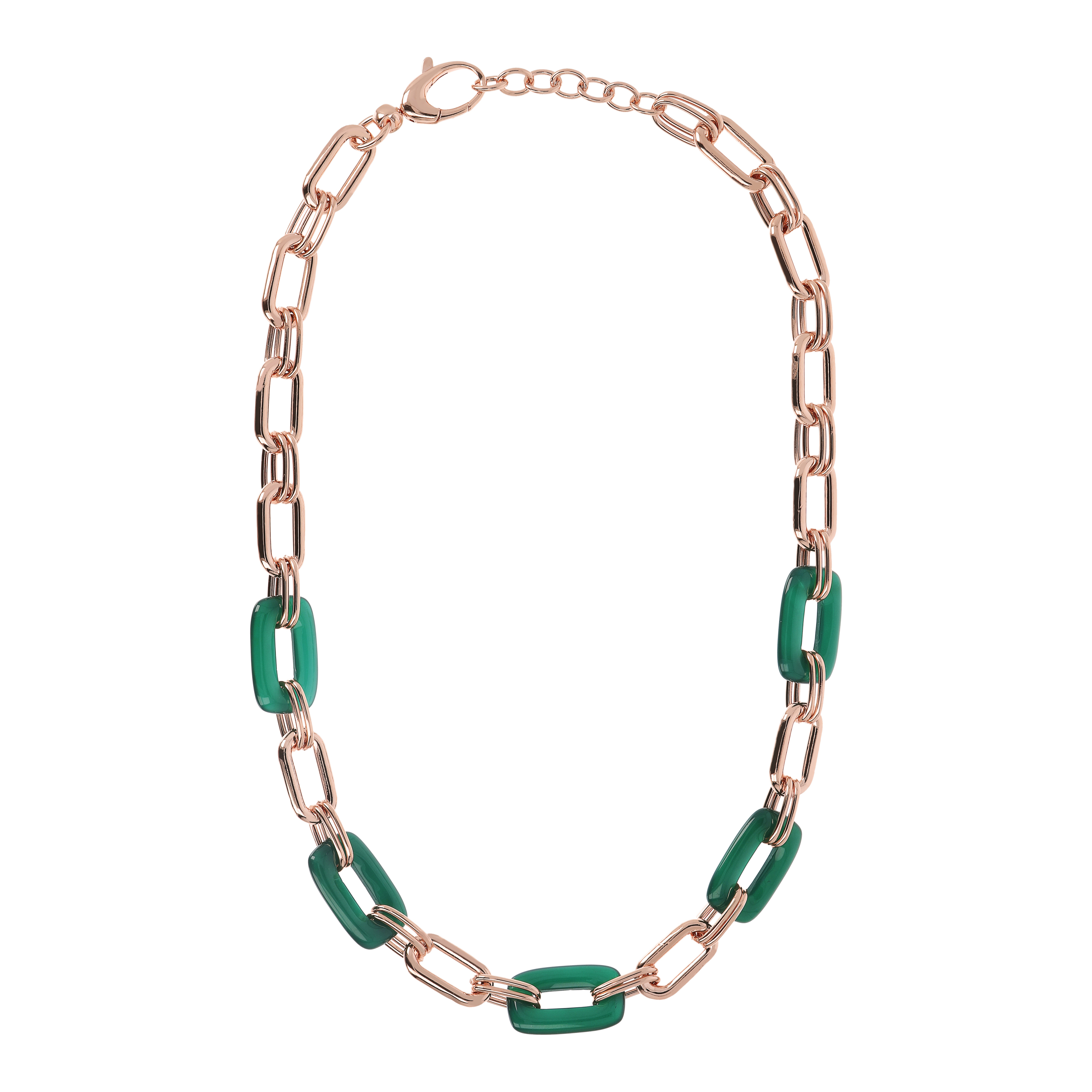 Collana con Maglie Rettangolari in Pietra Naturale Agata Verde