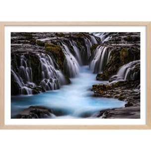 Affiche Islande Beaute bleue Affiche + cadre en bois - Chêne