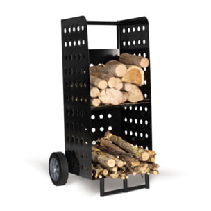 Porte bûches à roulettes noir - 140kg