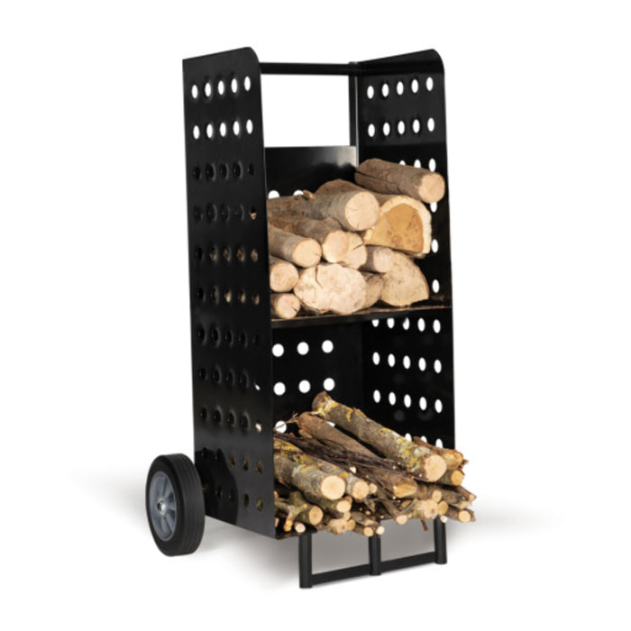 Porte bûches à roulettes noir - 140kg