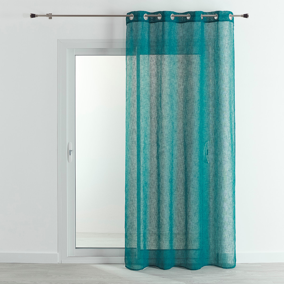 Voilage   - Effet lin fluide - Bleu Paon