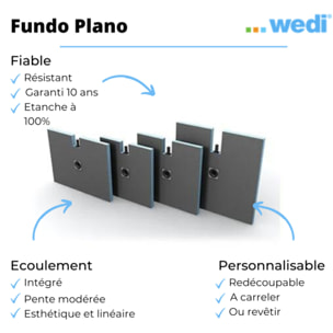 Receveur à carreler 140 x 90 cm WEDI Fundo Plano, bonde intégrée + kit d'étanchéité