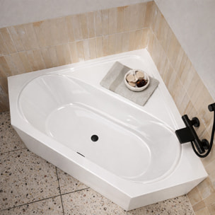 Baignoire d'angle 140x140x54 cm - 100% acrylique blanc brillant