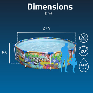 Bestway Piscine hors sol tubulaire ronde Bestway Steel Pro 274 x 66 cm décor panda