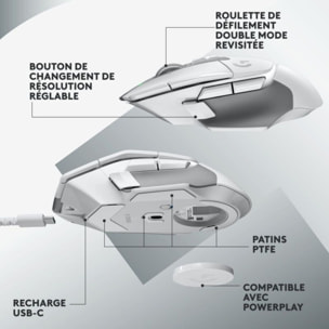 Souris Gamer Sans Fil LOGITECH G502X Lightspeed Blanc