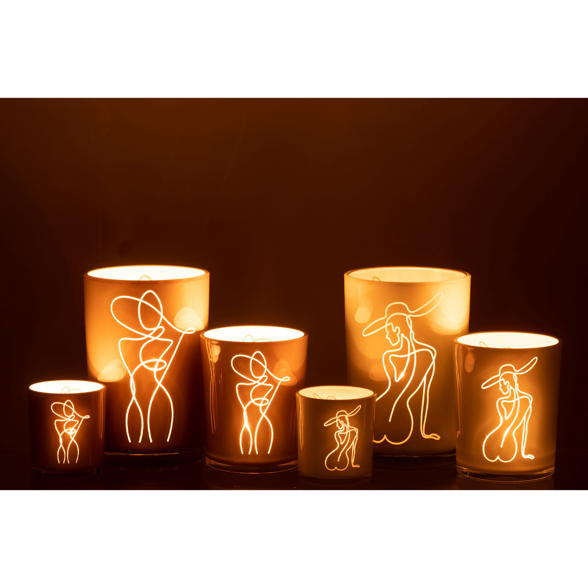 J-Line photophore Lady - verre - mix - large - 2 pcs