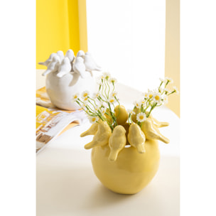 J-Line Vase Oiseaux - grès - jaune clair - large