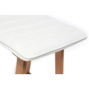 Tabouret de bar design bois et blanc 65 cm (lot de 2) EMMA