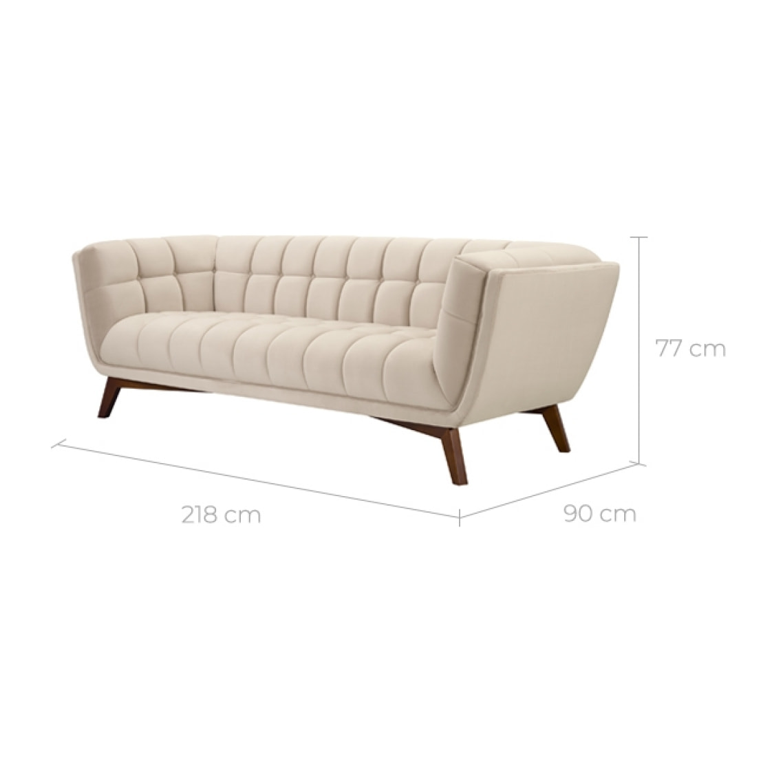 Canapé 3 places en velours beige - Mona