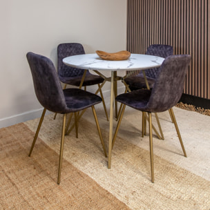 Table effet marbre et pieds en métal doré 100cm HOXTON